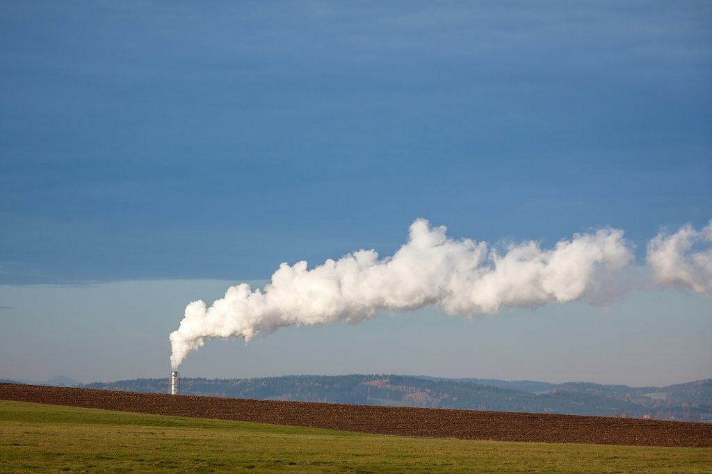 Factory chimney polluting the air